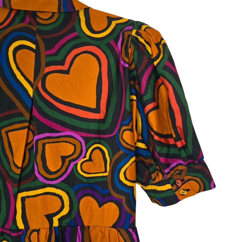 Farm Rio Short-Sleeve Bow-Front Heart Mini Dress - Picture 7 of 9